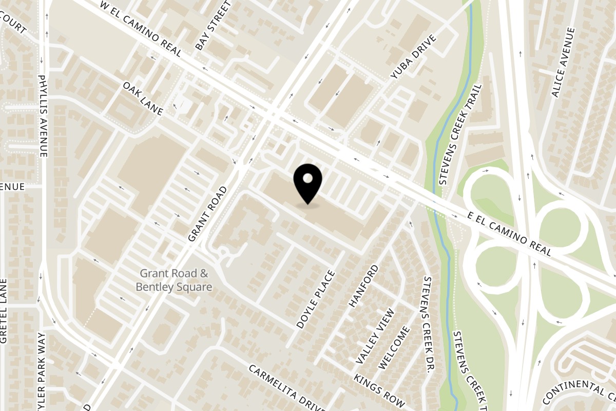 Map showing the location of Lungo Thai Eatery on 137 E El Camino Real in Mountain View